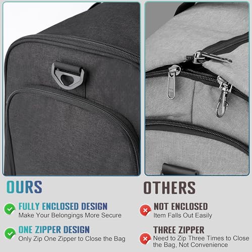 HILOMON 2 in 1 Garment Duffle Bags for Travel Mens Carry-on Duffel Bag - color: Black Mesh Storage