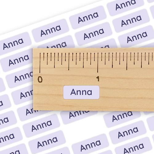 Mini Name Labels (175) - Custom Personalized Name Labels for Labeling Tiny Items, Washer and Dryer-Safe Waterproof Labels for Daycare, Preschool, and School - Light Purple - color: Light Purple