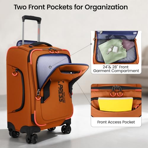 2-Piece Set(22/30in) Softside Luggage Sets w/Spinner Wheels - color: Orange, size: 2-Piece Set (22"/30'')