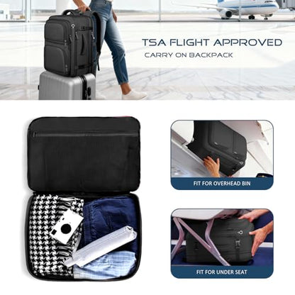 Travel Backpack for Men, TSA Carry On Backpack Flight Approved - color: Black, size: 17.3 Inch