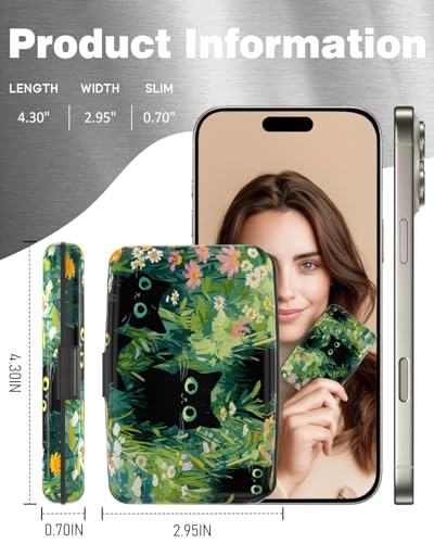 Maicican Credit Card Holder, Mini RFID Blocking Aluminum Wallet - color: Grassland and Cats
