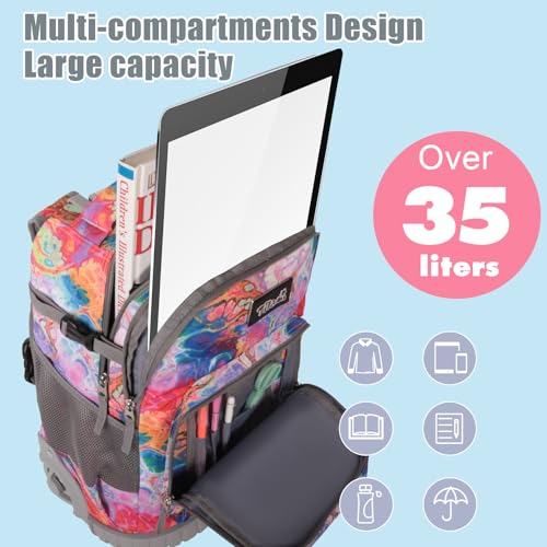 Tilami Rolling Backpack for Kids 18 inch Boys and Girls Laptop Backpack,Dream - color: Dream