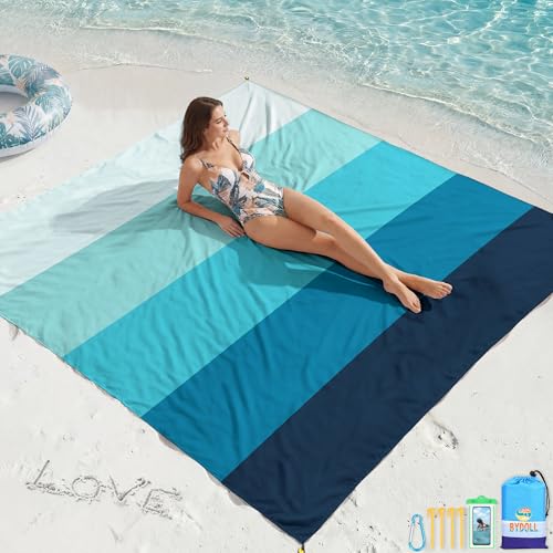 Beach Blanket Waterproof Sandproof 78''X81''/78''X110'' Large Beach Towel - color: Sea, size: 78''X81"