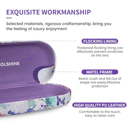 molshine Hard Shell Sunglasses Case,Classic Large Glasses Case for Women Men,Sunglass Eyeglasses - color: Blue Flower