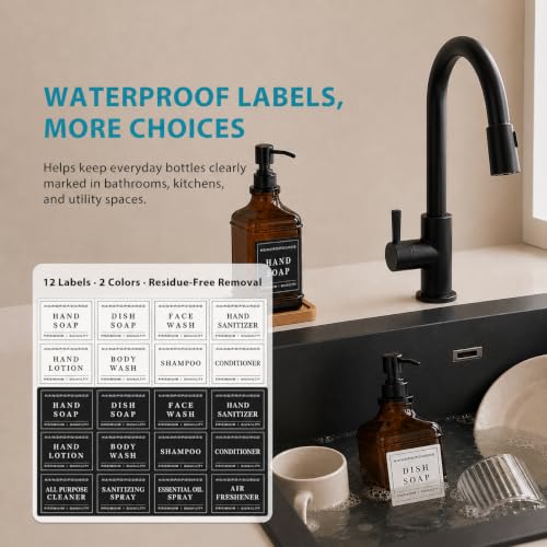 Amber Glass Soap Dispesner Set 2 16.9oz Kitchen Sink Luxury Bathroom Decor - color: Dm2647-brown