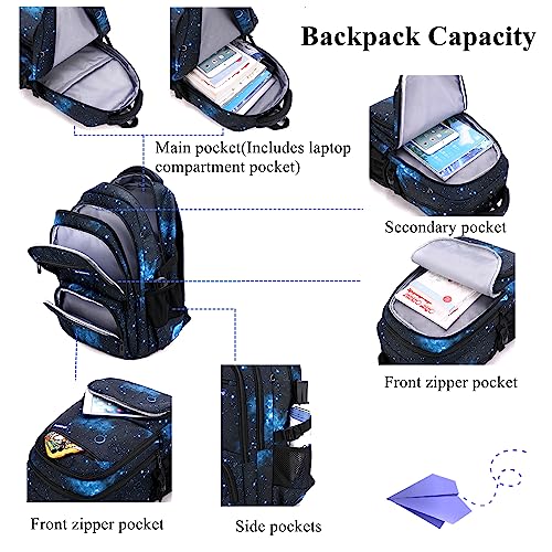 Mildame Geometric Print Rolling Backpack for School Boys Girls with Lunch Bag Teens Bookbag with Wheels Kids Trolley Bag Set, Six Wheels - color: Blue Set-6 Wheels