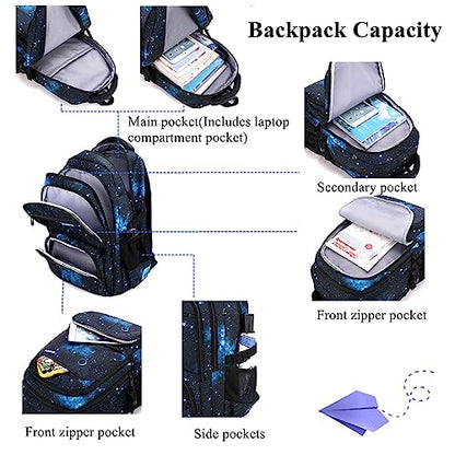 Mildame Geometric Print Rolling Backpack for School Boys Girls with Lunch Bag Teens Bookbag with Wheels Kids Trolley Bag Set, Six Wheels - color: Blue Set-6 Wheels