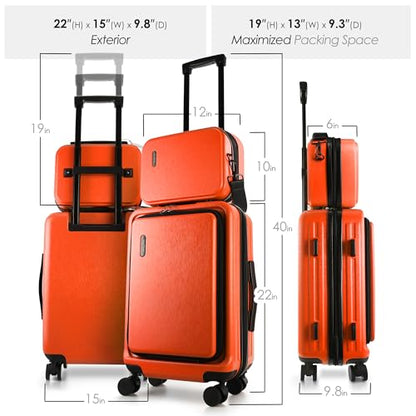 TRAVELARIM 20 Inch Carry On Luggage 22x14x9 Airline Approved Suitcase - color: Orange, size: Carry-on 20 Inch