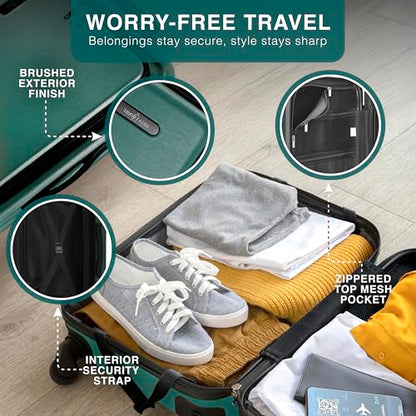 TRAVELARIM 24 Inch Checked Luggage with Spinner Wheels, Medium Suitcase | Expandable, Durable Hard-Shell, Scratch-Resistant, 360° Spinner Wheels, TSA Lock, Travel-Friendly, Green - color: Green, size: Medium 24-Inch Checked