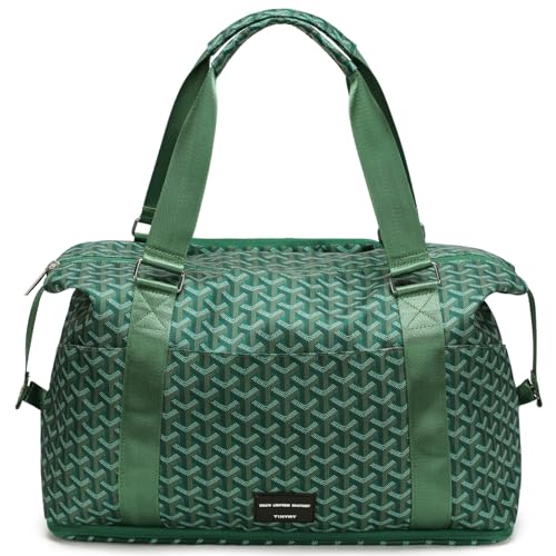 TINYAT Foldable Travel Duffle Bag - Expandable Personal Item Travel Bag,32L - color: Olive green
