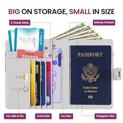 Passport Holder for Travel, RFID Blocking Wallet with Magnetic Closure - color: Z.B-Floral