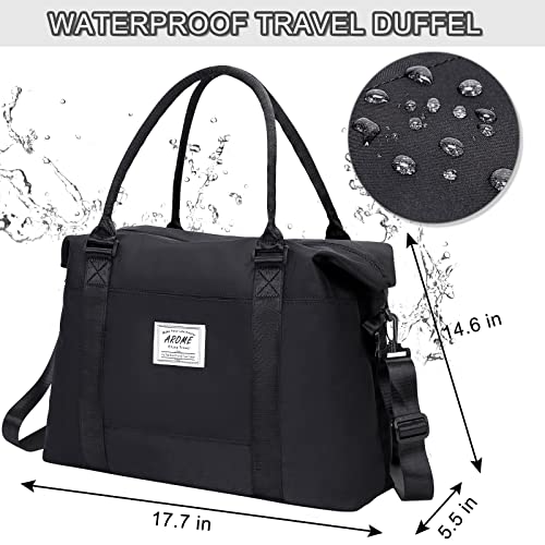 AROME Weekender Bags for Women, Travel Duffel Bag Overnight Weekend Bag - color: Black
