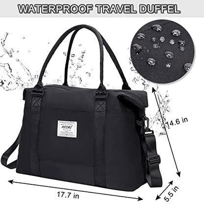 AROME Weekender Bags for Women, Travel Duffel Bag Overnight Weekend Bag - color: Black