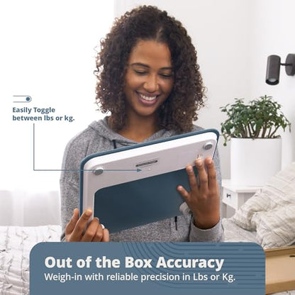 Greater Goods AccuCheck Digital Bathroom Scale for Body Weight (Stone Blue) | Accurate Weight Scale with Double-Check Tech, Large High-Contrast Backlit Display, 400lb Capacity, Easy to Read, Auto-Step On - color: Stone Blue