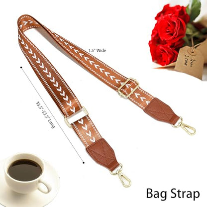 LEMEDE Purse Strap Replacement Crossbody 1.5" Wide Shoulder Strap Adjustable Straps Handbag Strap Replacement Belts - color: Brown-38g-pattern-010