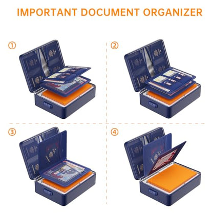 DocSafe 5200°F Fireproof Document Organizer Box with Lock, Blue (Soft) - color: Blue, size: 15"x11"x4.1"