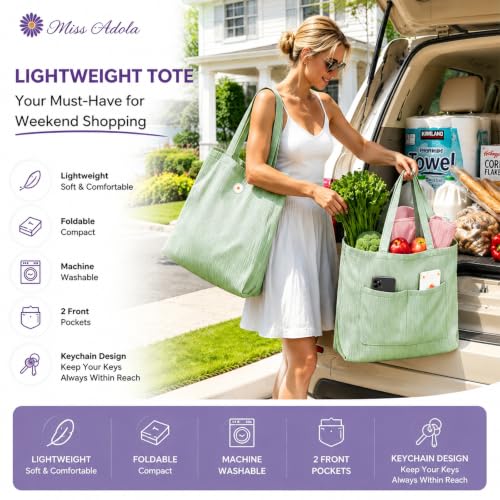 CYD Summer Beach Bag for Women, Lightweight Soft Tote with Shoulder Strap, Foldable Packable Pool Carryall with Dual Pockets - color: Blush Pink + Seafoam Green
