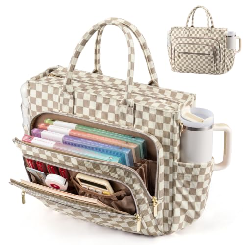 LOVEVOOK Work Tote Bags for Women,Laptop Teacher Bag With File Organizer - color: Checkered Corduroy Fabric, size: 15.6 inch