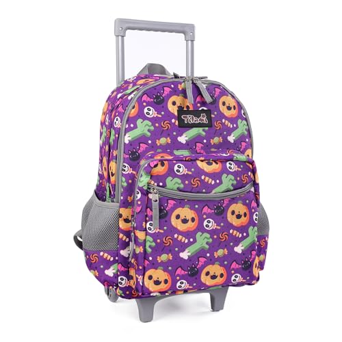 Tilami Rolling Backpack 18 inch Double Handle Wheeled Boys Girls Travel School Children Luggage Toddler Trip - color: Pumpkin