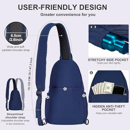AOTIAN Crossbody Sling Backpack Sling Bag Travel Hiking Chest Bag Daypack - color: Blue
