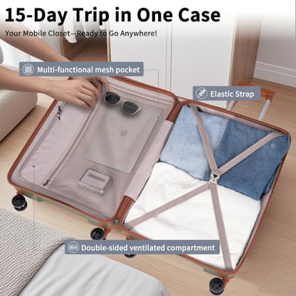 CONCEPTEN Luggage Sets 5 Piece,PP Suitcase Set with Spinner Wheels,TSA Lock - color: Olive Drab, size: 5 Piece Sets (21/25/29/Db/Tb)