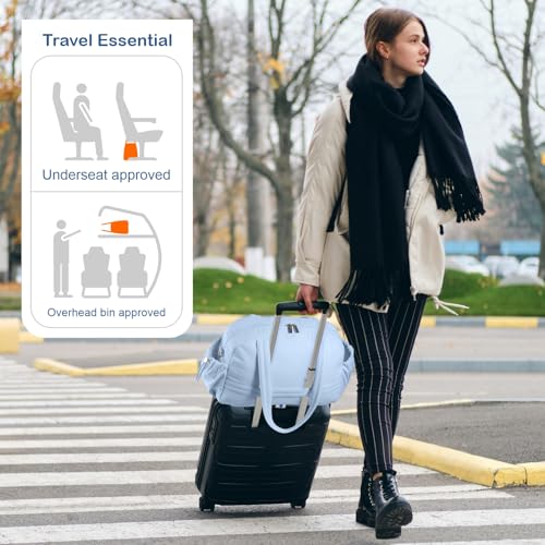 TOPDesign Travel Duffel Bag, Puffy Carry On Overnight, Gym Bag w/Wet Pocket - color: Ocean Blue