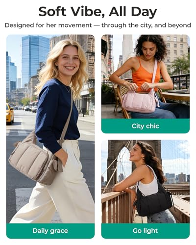 BAGSMART Crossbody Hobo Bags for Women, Small Puffer Everyday Purse - color: Coffee Brown