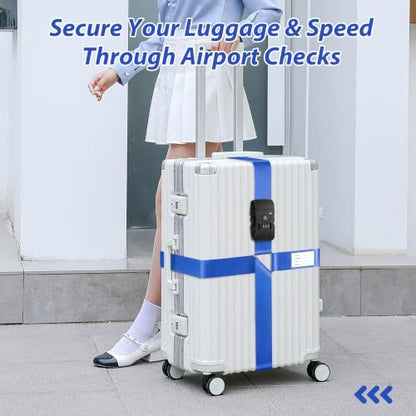 TSA Approved Luggage Straps with Combination Lock, Cross Dark Blue - color: Cross Dark Blue