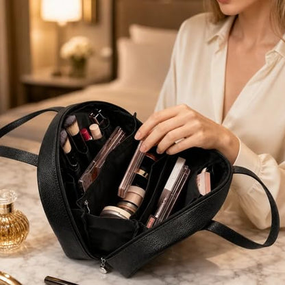ROYALFAIR Standing Makeup Bag, Travel Cosmetic Organizer, Black - color: Black
