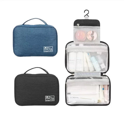 Portable Travel Toiletry Bag, Waterproof Makeup Organizer with Handle (2, Black Set) - color: Black&Navy Set