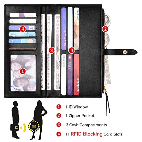 KUKOO Small Crossbody Bag Cell Phone Purse Wallet with Credit Card Slots for Women - color: Rose
