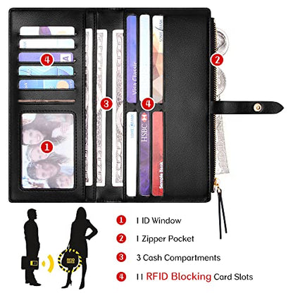 KUKOO Small Crossbody Bag Cell Phone Purse Wallet with Credit Card Slots for Women - color: Rose