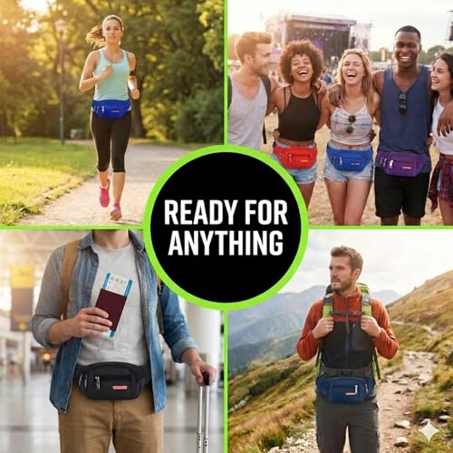6 Pcs Fanny Packs Bulk for Travel Running Women Men - style: Multi-zipper Style|6pcs