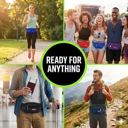 6 Pcs Fanny Packs Bulk for Travel Running Women Men - style: Multi-zipper Style|6pcs