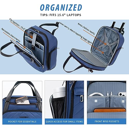 VANKEAN 16" Underseat Rolling Suitcase Travel Business Lightweight - color: Haze Blue