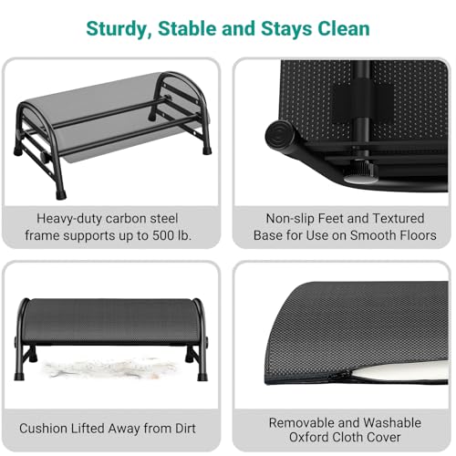 YEASHEIN Adjustable Foot Rest for Under Desk at Work, 6 Positions - Gray - color: Gray