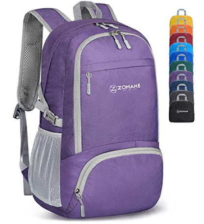 ZOMAKE Lightweight Packable Backpack 30L, Foldable Travel Hiking Daypack - color: Purple