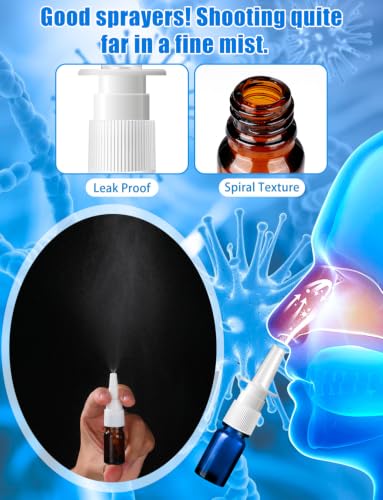 6 Pcs Nasal Spray Bottle Glass Empty Refillable, 5ML/0.17OZ - color: Brown Blue Green 6Pcs