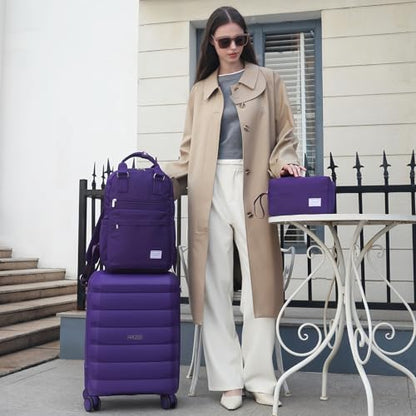 Luggage Sets 5 Pieces, Suitcase Set with Wheels, Suitcases for Women - color: Grape Purple-5pcs, style: 5 Piece Set (Backpack)
