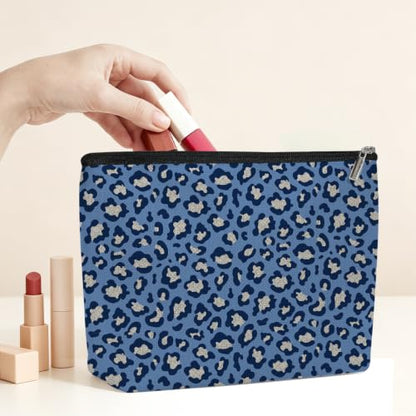 Leopard Print Makeup Bag Cosmetic Bag, Makeup Organizer for Women,Gray Blue - color: Blue Pink Leopard Print 575