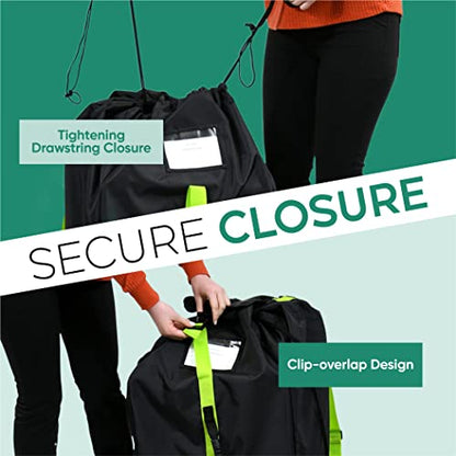 Car Seat Travel Bag for Airplane, Backpack Straps, Fits Most Car Seats - color: Black with Green