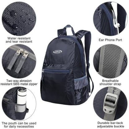 G4Free 20L Small Packable Travel Hiking Backpack for Men Women - color: Dark Blue, size: 20L