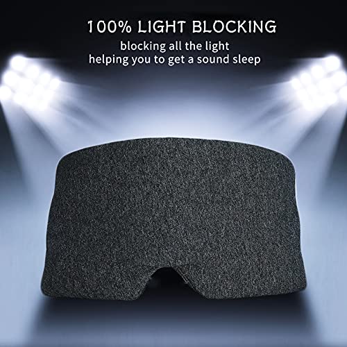 Sleep Mask for Men Women,100% Cotton Sleep Eye Mask with Fully Adjustable Strap, 100% Light Blocking Eye Mask for Sleeping, 0 Pressure Eye Covers for Travel Yoga Nap (Black) - color: Black