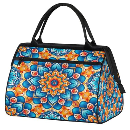 Ethnic Flower Weekender Overnight Bag for Women Travel Gym Sport - color: D 019