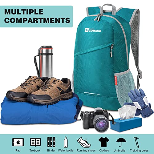ZOMAKE Lightweight Packable Backpack 20L, Foldable Small Daypack for Hiking - color: Lake Green