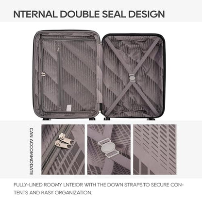 GinzaTravel 3-piece Luggage Sets ABS Hardshell Suitcase Large Suitcases | with TSA Lock,Expandable,Hardshell,Friction-Resistant Includes 20",24"&28" Baggage Case,Four Multi-Directional Wheels - color: White color