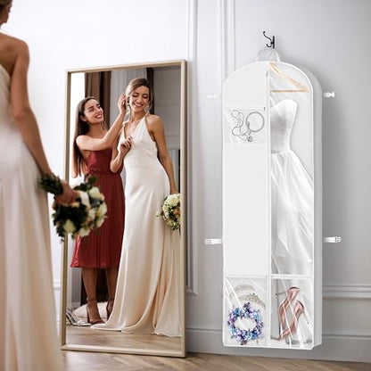 Simple Houseware 70" Long, 8" Depth Wedding Dress Garment Bag with Pockets - size: 70-Inch Long w/ Pocket, Single