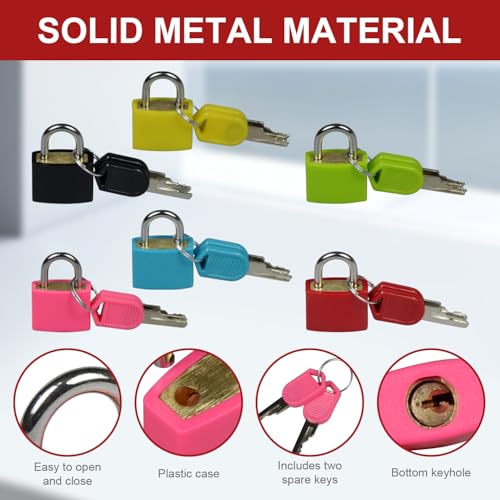 2 Pcs Suitcase Locks with Keys, Multicolor Mini Padlock with Key for Suitcases Backpacks Boxes Cabinet Laptop Bags Travel Bags Locker (Green,Yellow) - color: Green,Yellow