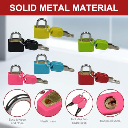 2 Pcs Suitcase Locks with Keys, Multicolor Mini Padlock with Key for Suitcases Backpacks Boxes Cabinet Laptop Bags Travel Bags Locker (Green,Yellow) - color: Green,Yellow