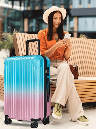 Large Checked Luggage Hardside Suitcase with Spinner Wheels, 27in - color: Candy, size: L(27In)